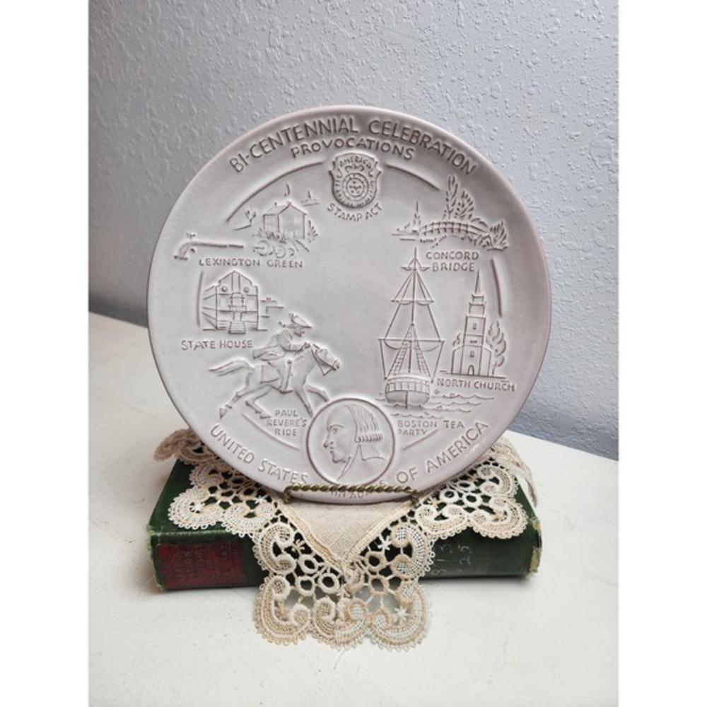 Vintage Frankoma Pottery Bi-Centennial USA Celebration Collectible 5 Plate Set